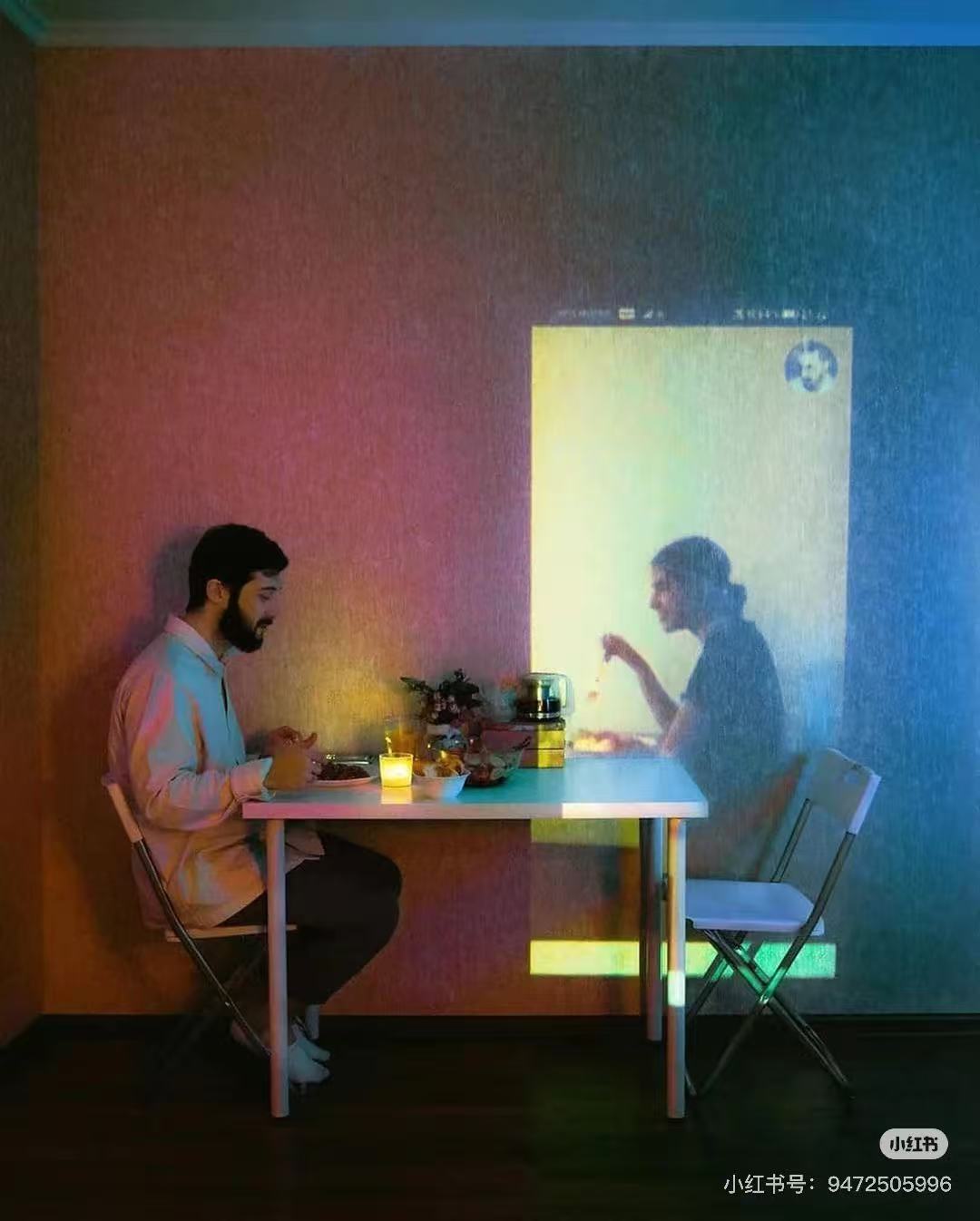 Two anime characters reaching toward each other through phone screens